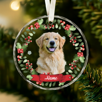 Personalized Pet Ornament, Custom Dog Christmas Ornament, Pet Memorial Ornament, Pet Portrait Name Gift