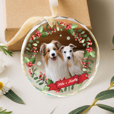 Personalized Pet Ornament, Custom Dog Christmas Ornament, Pet Memorial Ornament, Pet Portrait Name Gift
