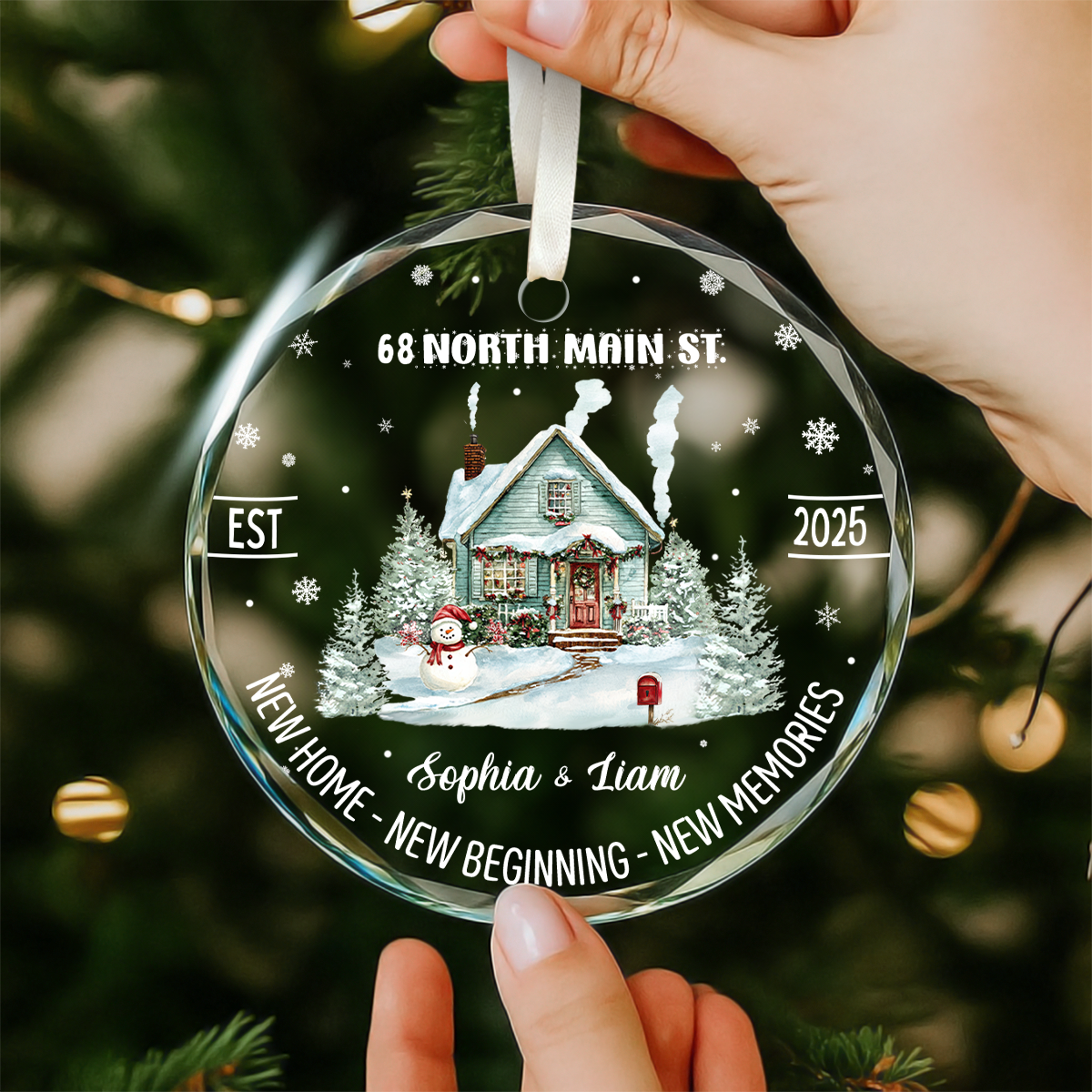 New Home Glass Ornament Personalized, Custom Address Ornament First Christmas New House, Our First Home Keepsake, Housewarming Gift 1 New Home Glass Ornament Personalized, Custom Address Ornament First Christmas New House, Our First Home Keepsake, Housewarming Gift