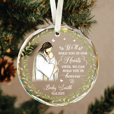 Personalized Baby Memorial Glass Ornament - Baby Loss Gift with custom name and date, remembrance keepsake and gentle gift for baby loss or miscarriage.