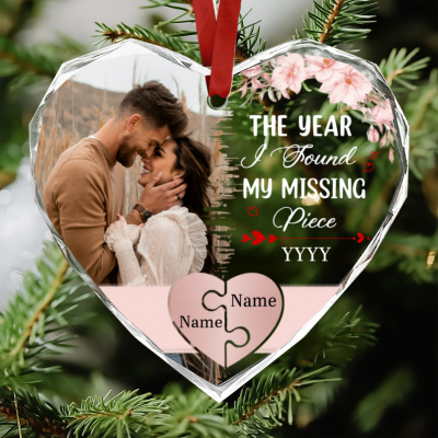 The Year I Found My Missing Piece Custom Ornament, Couple Christmas Ornament, Newly Wed 2025 Gift, Christmas Decor