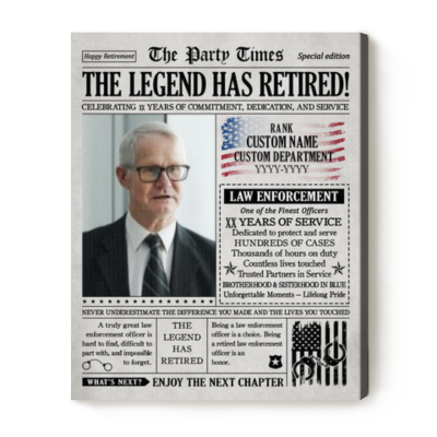Law Enforcement Retirement Newspaper Canvas, Law Enforcement Retirement Gifts, Gifts For Retired Law Enforcement
