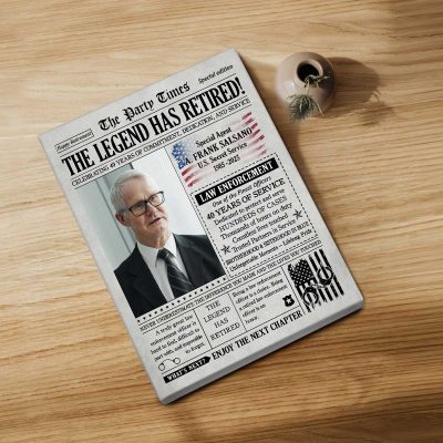 Law Enforcement Retirement Newspaper Canvas, Law Enforcement Retirement Gifts, Gifts For Retired Law Enforcement