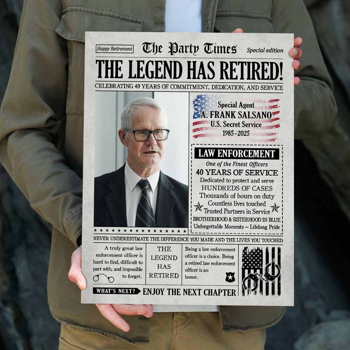 Law Enforcement Retirement Newspaper Canvas, Law Enforcement Retirement Gifts, Gifts For Retired Law Enforcement 1 Law Enforcement Retirement Newspaper Canvas, Law Enforcement Retirement Gifts, Gifts For Retired Law Enforcement