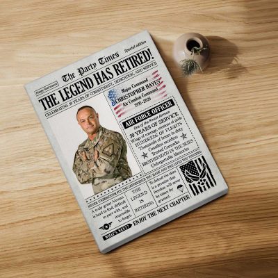 Air Force Retirement Newspaper Canvas Print, Air Force Retirement Gifts, Military Retirement Presents