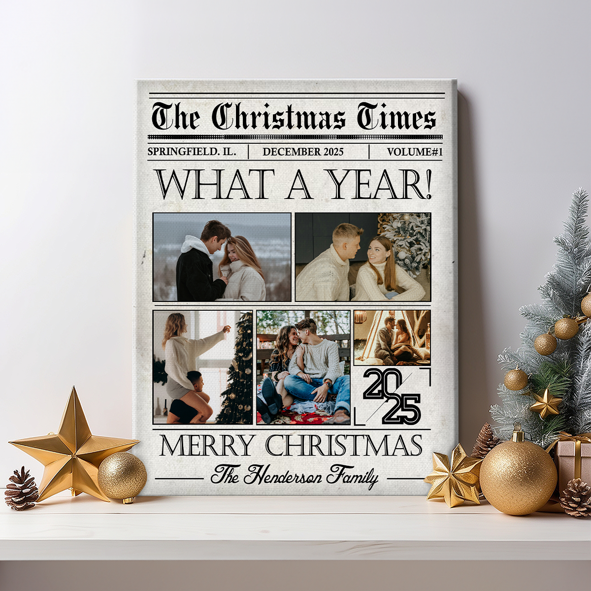 Custom Photo The Christmas Times Canvas - What A Year, Xmas Gift For Family And Friends, Year In Review Christmas Keepsake