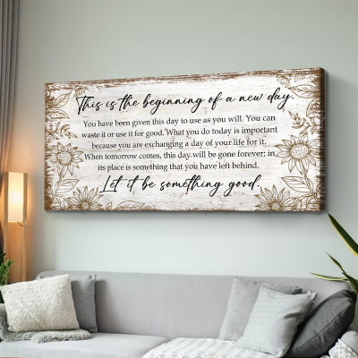 This Is the Beginning of a New Day Large Canvas, New Day Sign, Motivational Wall Decor, Office Signs