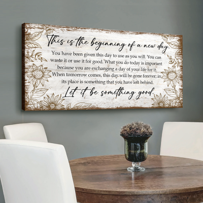 This Is the Beginning of a New Day Large Canvas, New Day Sign, Motivational Wall Decor, Office Signs