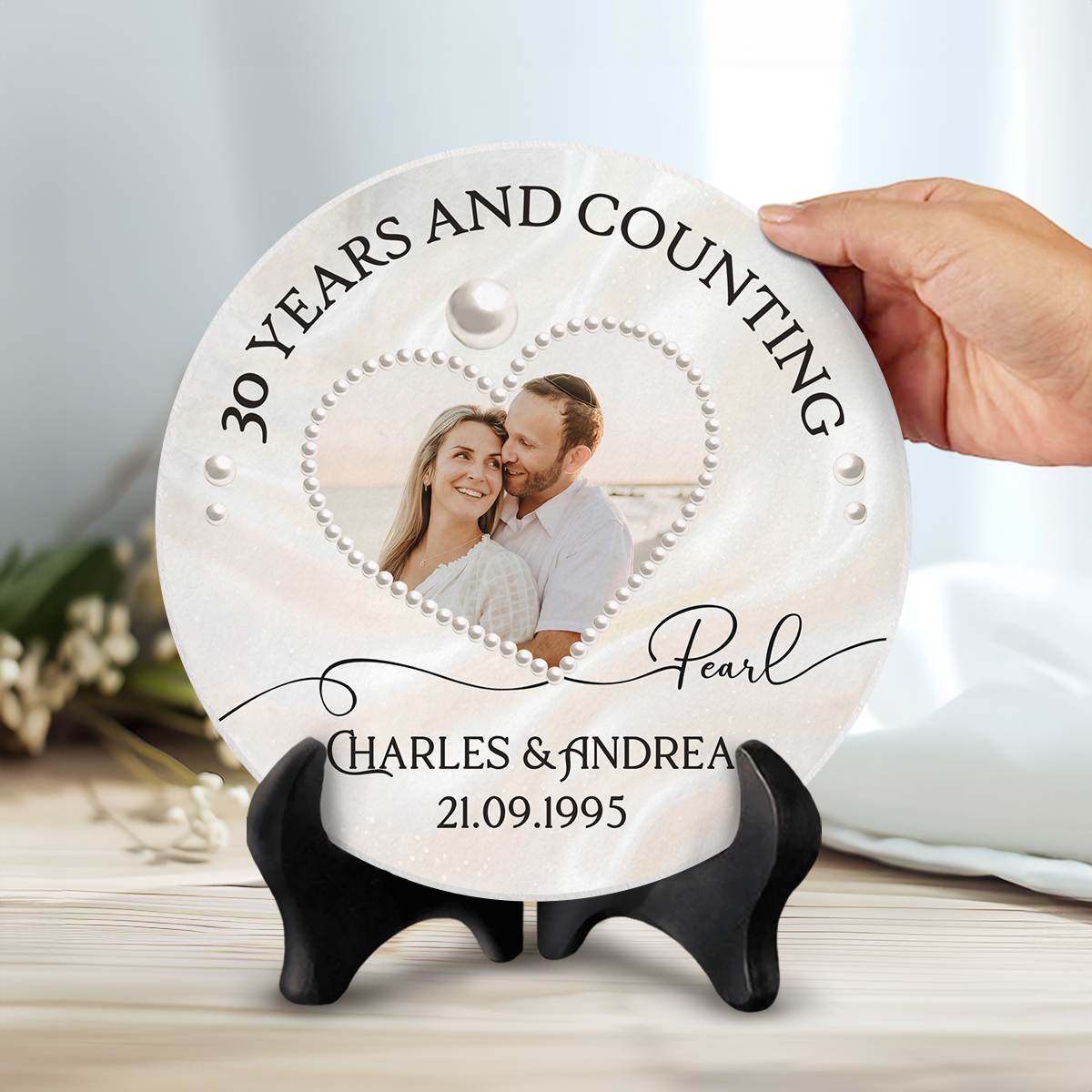 Personalized 30th Anniversary Photo Stone Slate, Pearl Anniversary Gifts, 30th Anniversary Gifts For Parents, Pearl 30th Anniversary Keepsake