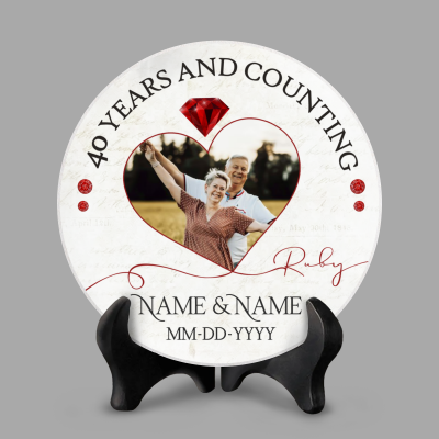 Ruby Anniversary Photo Stone Slate, Personalized 40th Wedding Anniversary Gift, Ruby 40th Gift for Parents