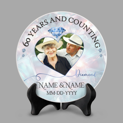 Diamond Anniversary Photo Slate Plaque, Custom 60th Wedding Anniversary Gift, Congrats 60 Years Married, Grandparents Anniversary Gifts
