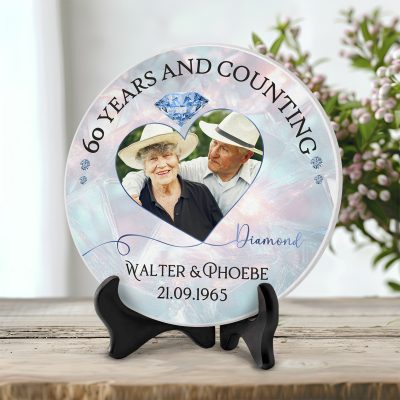 Diamond Anniversary Photo Slate Plaque, Custom 60th Wedding Anniversary Gift, Congrats 60 Years Married, Grandparents Anniversary Gifts
