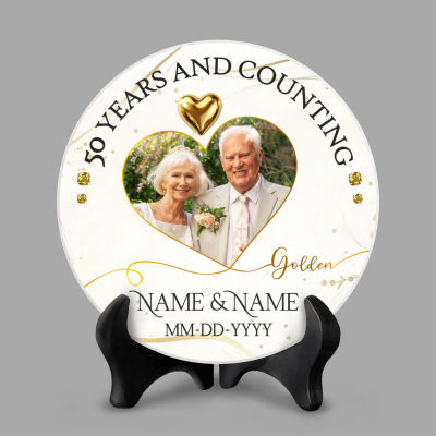 Golden Anniversary Photo Stone Slate, Personalized 50th Anniversary Gifts, Golden Wedding Keepsake Gift for Parents, 50 Year Milestone Present
