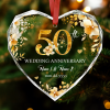 50th Wedding Anniversary Glass Ornament - Custom Golden Anniversary Gift with couple’s name and date, 50th golden wedding anniversary keepsake, elegant custom Christmas anniversary ornament, timeless celebration gift.