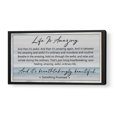 Life Is Amazing Wall Art, Emotional Inspirational Quote Canvas, Modern Farmhouse Decor, Beach Landscape Large Canvas