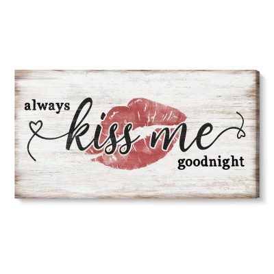 Always Kiss Me Goodnight Premium Canvas, Farmhouse Bedroom Wall Art, Master Bedroom Decor, Wedding Gift