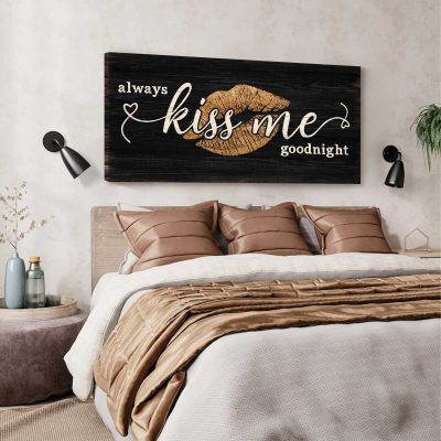 Gold Sexy Lips Premium Canvas - Always Kiss Me Goodnight, Vintage Lips Print Glam Wall Art, Bedroom Decor 4 Gold Sexy Lips Premium Canvas - Always Kiss Me Goodnight, Vintage Lips Print Glam Wall Art, Bedroom Decor