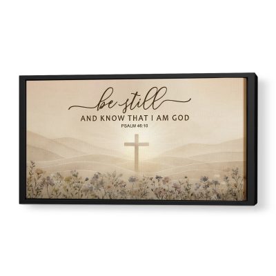 Be Still And Know That I Am God - Psalm 46:10 Large Canvas, Christian Cross Canvas Wall Art, Farmhouse Scripture Wall Decor, Christian Home Decor