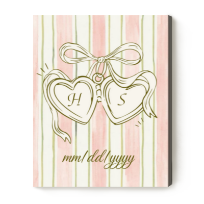 Personalized couple initials wall art with custom initials and date on canvas – romantic Valentine’s Day, anniversary, or wedding décor.