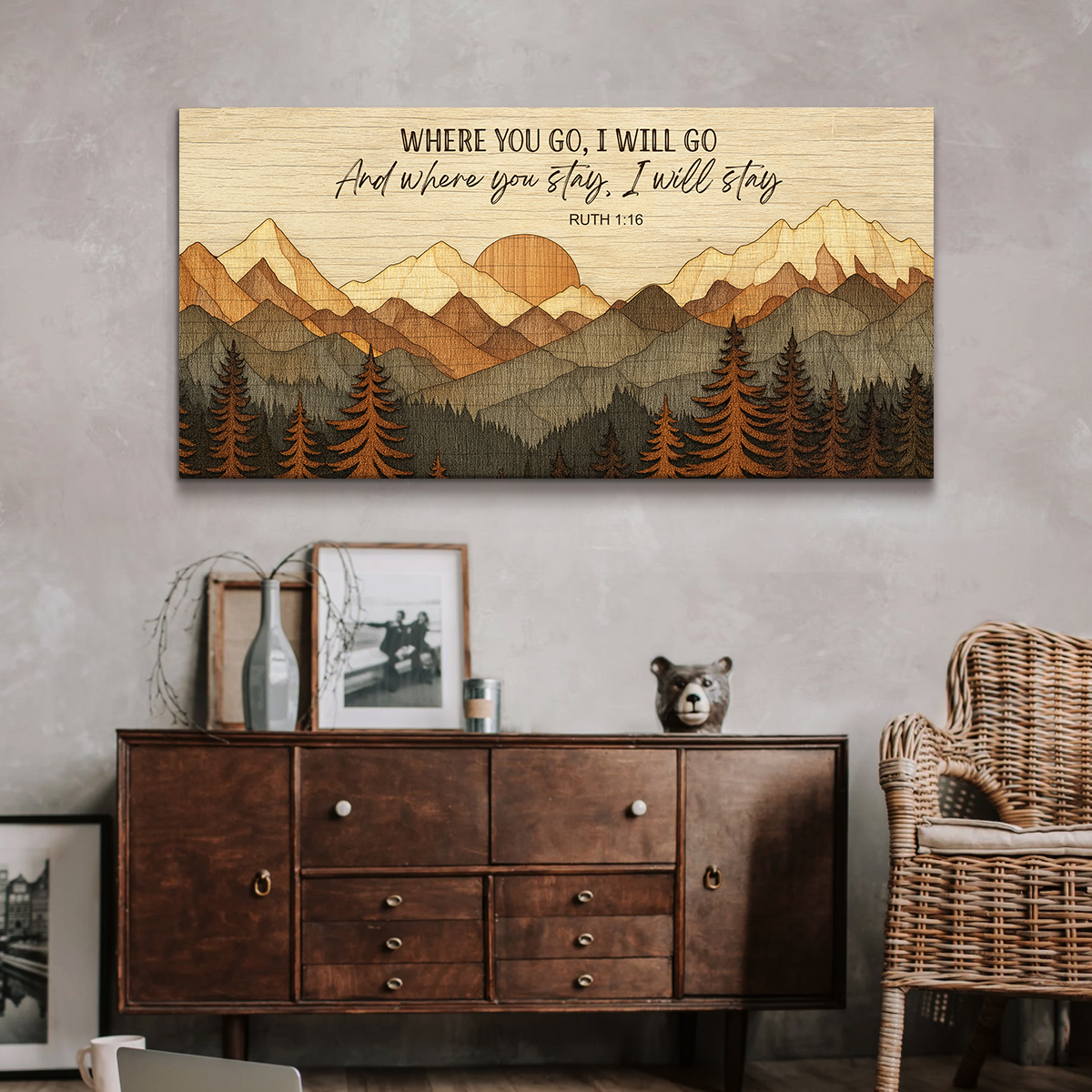 daisihome-where-you-go-i-will-go-wood-effect-mountain-canvas-abstract-mountain-wall-art-master-bedroom-farmhouse-decor-housewarming-gifts-2 Where You Go I Will Go - Wood Effect Mountain Canvas, Abstract Mountain Wall Art, Master Bedroom Farmhouse Decor, Housewarming Gifts