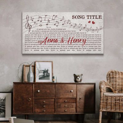Custom Song Lyrics on Canvas Wall Art, His and Hers Wedding Anniversary Gift Personalized, Music First Dance Song, Bedroom Signs Above Bed