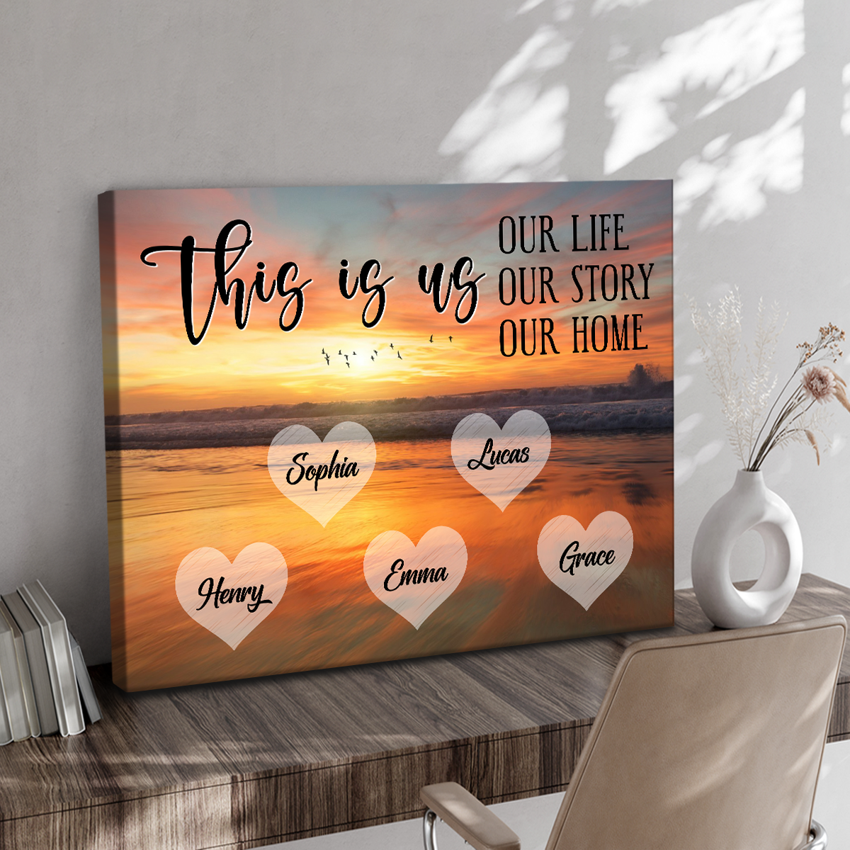 Personalized Family Name Canvas Wall Art – This Is Us Custom Family Sign, Meaningful Anniversary Gift for Mom, Dad, Grandma or Grandpa 1 Personalized family name canvas wall art – This Is Us custom family sign and meaningful anniversary gift for parents or grandparents.