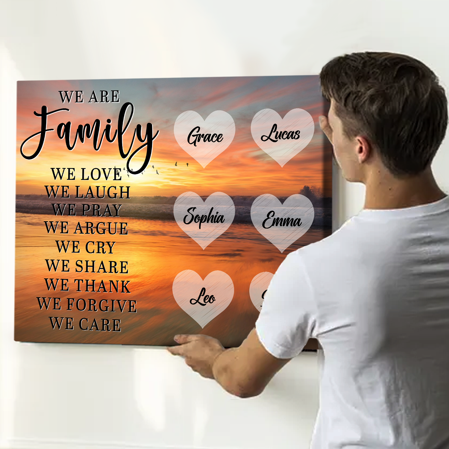 Personalized Family Name Canvas Wall Art – We Are Family Custom Name Sign, Meaningful Family Gift, Living Room Decor 1 Personalized family name canvas wall art with We Are Family custom name sign – meaningful family gift and living room décor.