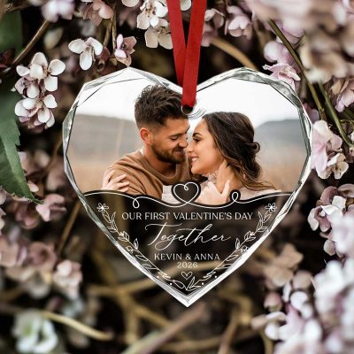 Our First Valentines Day Together Photo Ornament, First Valentine Gift for Boyfriend Girlfriend, New Couple Gift, Valentines Day Ornaments