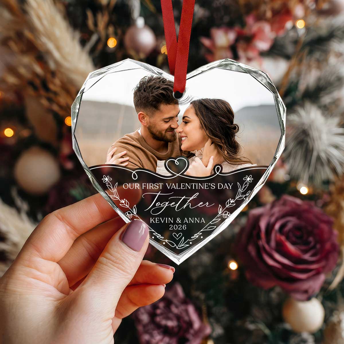 Our First Valentines Day Together Photo Ornament, First Valentine Gift for Boyfriend Girlfriend, New Couple Gift, Valentines Day Ornaments
