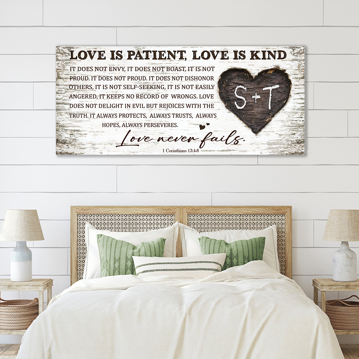 Love Is Patient Love Is Kind Wall Art, Personalized Couple Wall