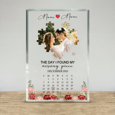 The Day I Found My Missing Piece Customized Acrylic Plaque, Personalized Valentine's Day Gifts, Anniversary Gifts For Couples