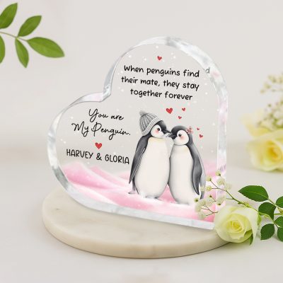 Personalised Valentines Day Gifts For Her, You Are My Penguin Heart Acrylic Block, Penguin Couple Romantic Gifts, Gift for Girlfriend