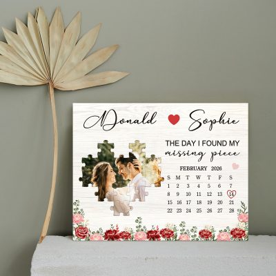 You Are My Missing Piece Canvas, Personalized Couple Photo Puzzle, Valentine Gift for Him Her, Romantic Wall Art