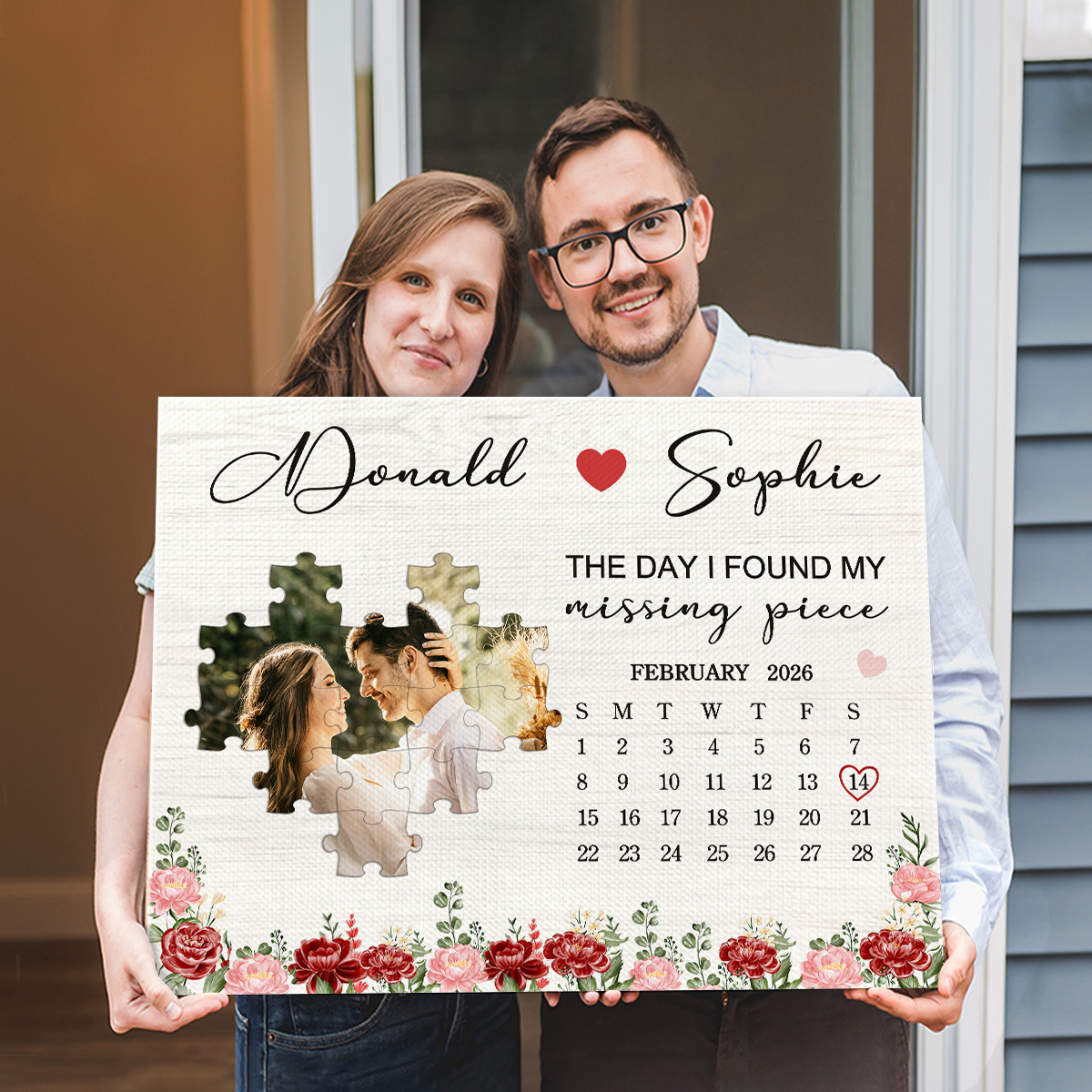 You Are My Missing Piece Canvas, Personalized Couple Photo Puzzle, Valentine Gift for Him Her, Romantic Wall Art