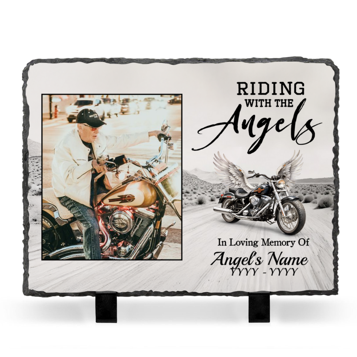Riding with the Angels Motorcycle Memorial Plaques With Photo, Motorcycle Memorial Gift for Biker, Motorcycle Keepsake, Loss Of Loved One