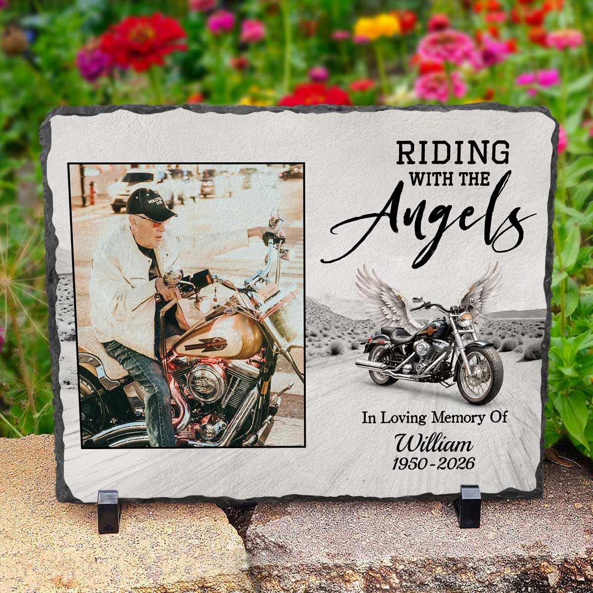 Riding with the Angels Motorcycle Memorial Plaques With Photo, Motorcycle Memorial Gift for Biker, Motorcycle Keepsake, Loss Of Loved One