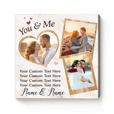 You & Me Couple Gift, Personalized Couple Picture Collage Canvas, Memorable Gift for Partner, Best Gift For Lovers Day