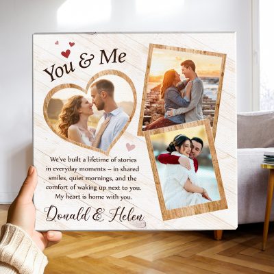 You & Me Couple Gift, Personalized Couple Picture Collage Canvas, Memorable Gift for Partner, Best Gift For Lovers Day