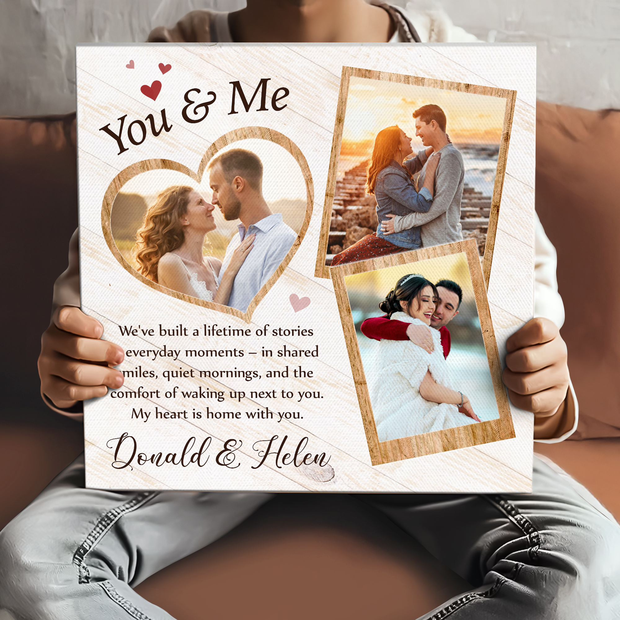 You & Me Couple Gift, Personalized Couple Picture Collage Canvas, Memorable Gift for Partner, Best Gift For Lovers Day