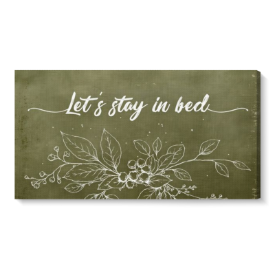 Let's Stay In Bed Premium Canvas, Vintage Panoramic Botanical Bedroom Canvas, Single Bedroom Sign, Bedroom Wall Decor Art