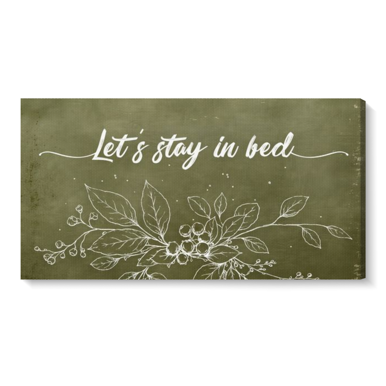 Let's Stay In Bed Premium Canvas, Vintage Panoramic Botanical Bedroom Canvas, Single Bedroom Sign, Bedroom Wall Decor Art