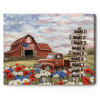 Personalized Patriotic Family Canvas, Rustic Patriotic Farmhouse Wall Art Print, 4th Of July Gift, Patriotic Home Decor