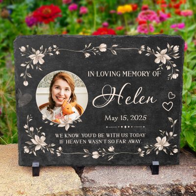 Personalized Memorial Photo Rock Slate, Custom Engraved Memorial Plaque, In Loving Memory Gifts, Grave Marker Keepsake