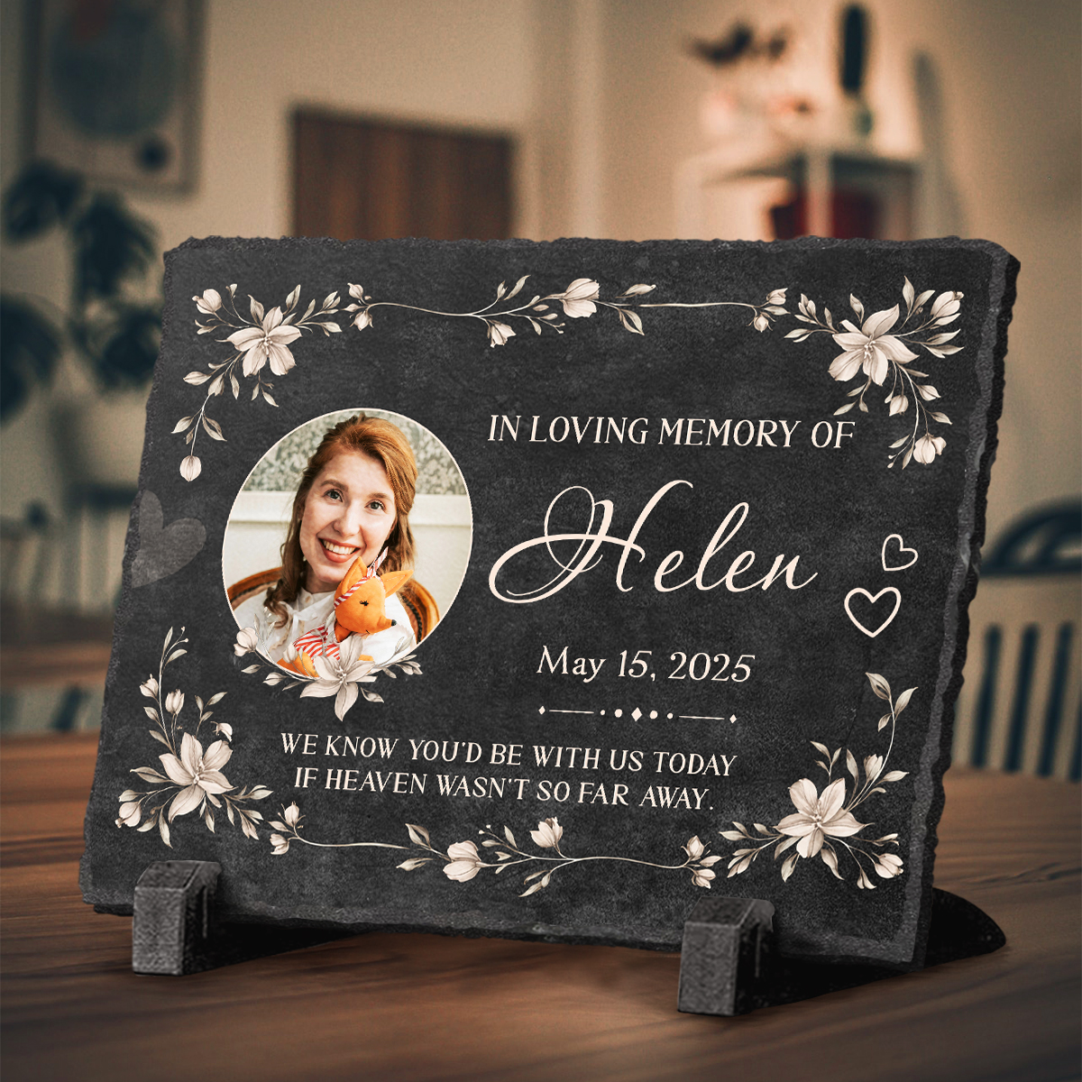 Personalized Memorial Photo Rock Slate, Custom Engraved Memorial Plaque, In Loving Memory Gifts, Grave Marker Keepsake - Unique Personalized Gifts & Home Decor - View #7