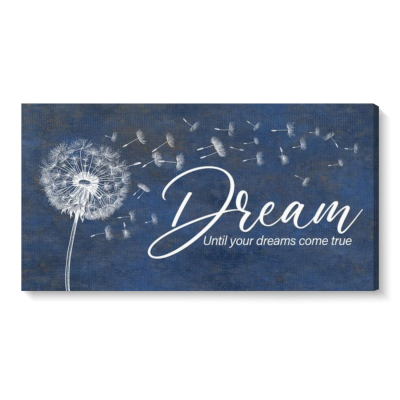 Inspirational Dream Dandelion Premium Canvas, Canvas Wall Art Above Single Bed, Bedroom Decor Wall Hangings