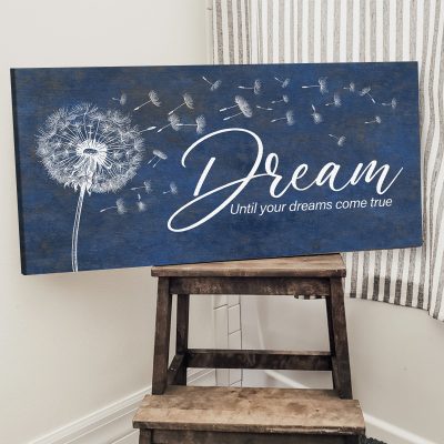 Inspirational Dream Dandelion Premium Canvas, Canvas Wall Art Above Single Bed, Bedroom Decor Wall Hangings