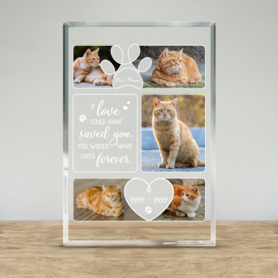 Custom Cat Memorial Photo Collage Plaque - Pet Loss Gift, Personalized Pet Name Date Keepsake, Gift for Pet Lover, Loss Of Cat Plaque