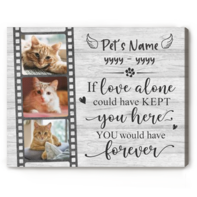 Personalized Cat Memorial Photo Canvas - Cat Sympathy Gift with filmstrip design, custom pet name and dates, sympathy gift for cat loss and pet remembrance wall art.