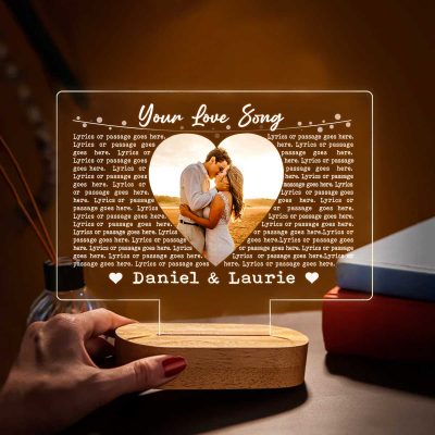 Personalized Song Lyrics Led Night Light, Custom Couple Song Plaque, Valentine’s Gift For Her, Anniversary Gift For Wife, Music Lover Gift