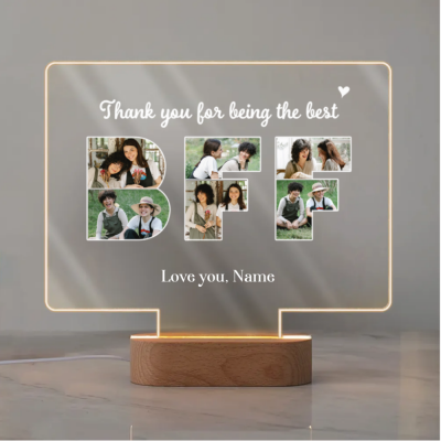 Custom Photo LED Night Light for BFF, Personalized Best Friend Lamp, Unique Friendship Gift